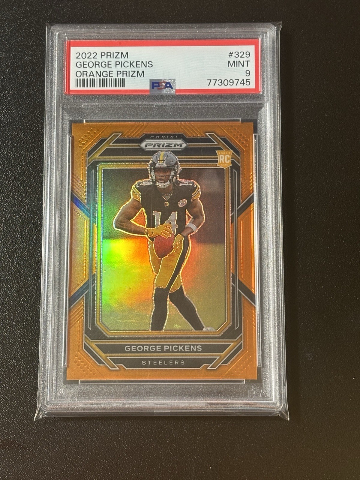 2022 Panini Prizm - Rookies George Pickens #329 Orange Prizm /249 (RC) PSA 9