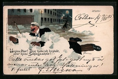 Artist postcard Bruno Bürger & Ottillie no. 6044: drunk student lying on the  