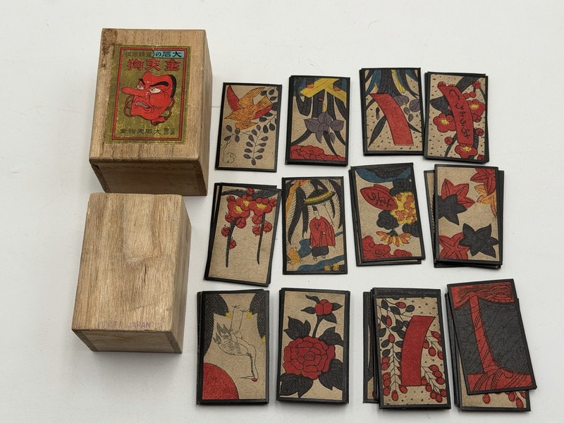 Vintage Hanafuda Playing Cards Box Japan