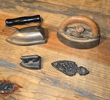 Lot Of Antique Irons And Mini Trivet Collectable Cast Iron Kitchen DECOR