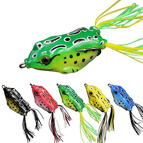 Pêche en étang encombré avec le leurre grenouille topwater souple 3D yeux en été