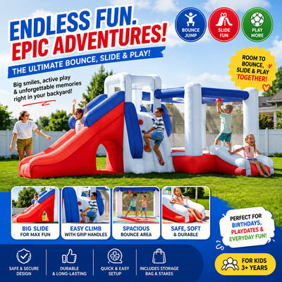 Member's Mark Climb n Bounce Kids Inflatable Mega Bounce House Slide New