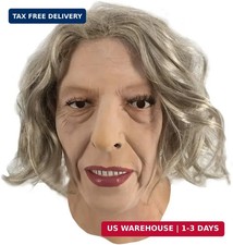 Female Full Head Human Latex Mask Old Women Grandma Mask Halloween Costume