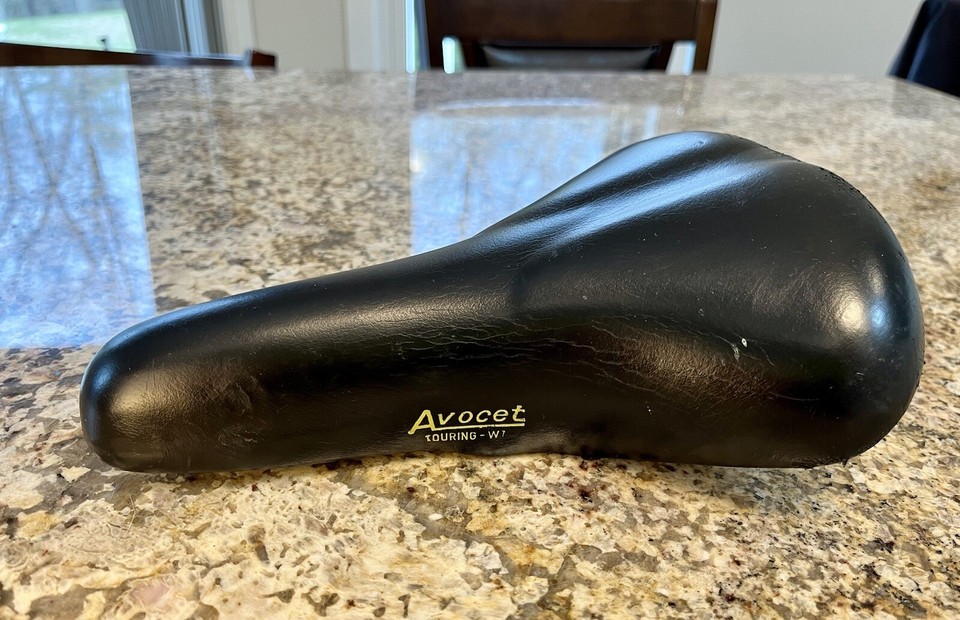 Vintage Avocet Bike Seat Touring WI Black Leather Saddle 1980’s Klunker