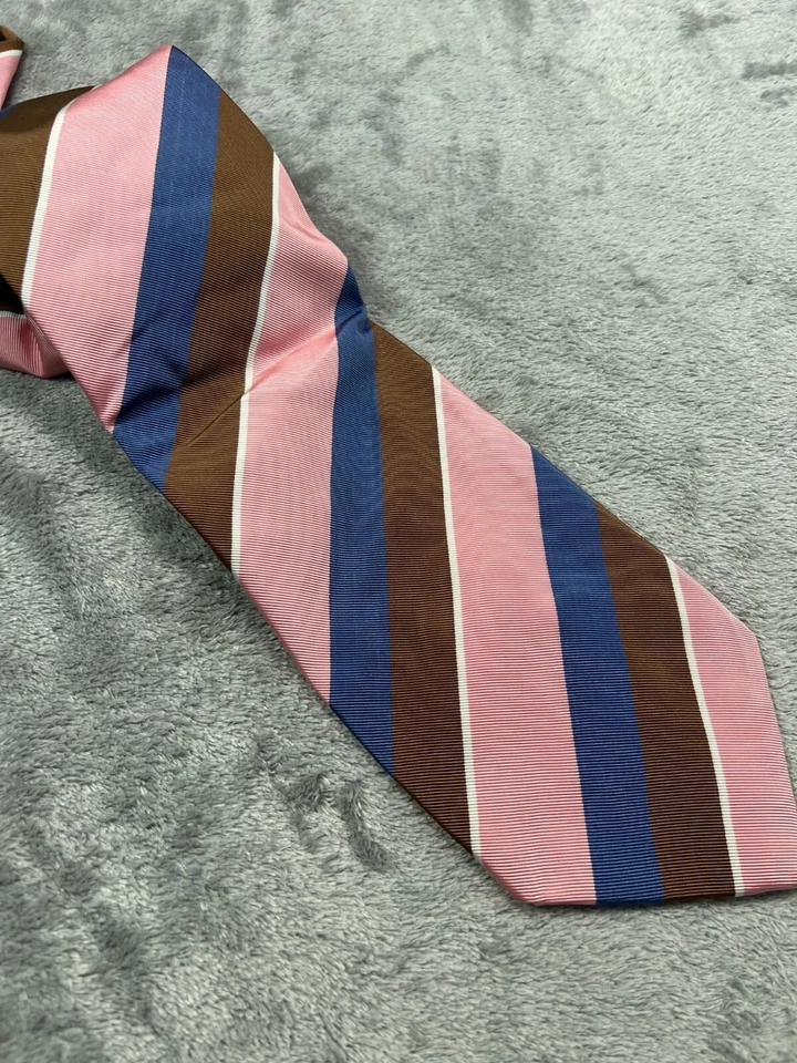 Corbata Pal Zileri Seda Italia Cuello Rosa Azul Rayas Largo Corto Ancho Clásico Para Hombre Foto 2 de 4