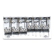 6 String Metal Bass L-Shaped Saddle Fixed Bridge Top Load Tailpiece Silver