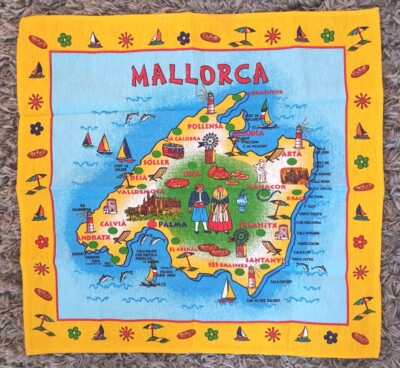 Mallorca Spanien Vintage Insel Souvenir Geschirrtuch Geschenkidee Küche Urlaub NEU 