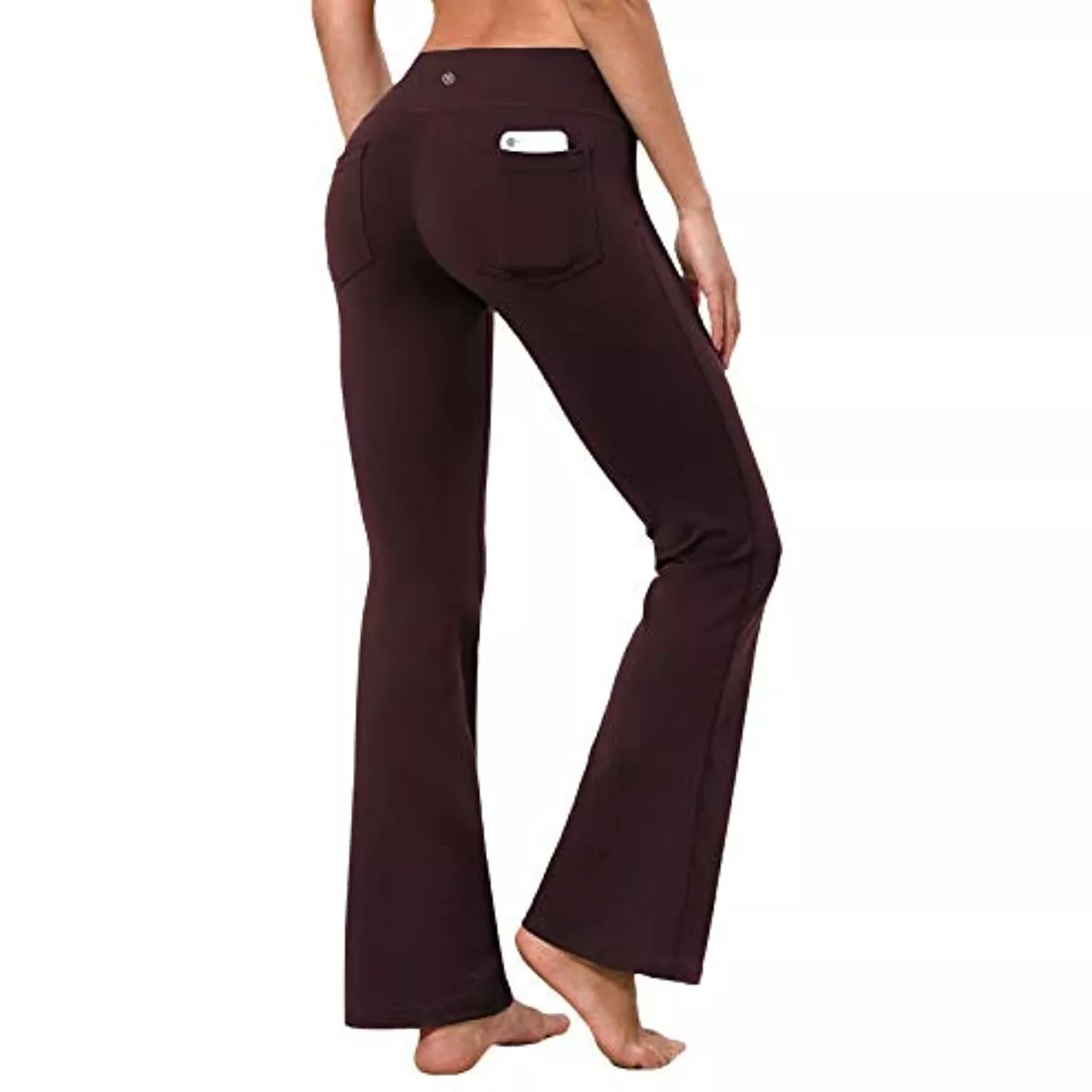 BUBBLELIME Bootcut Yoga Pants Tummy Control, Maroon, Small (35 Inseam)