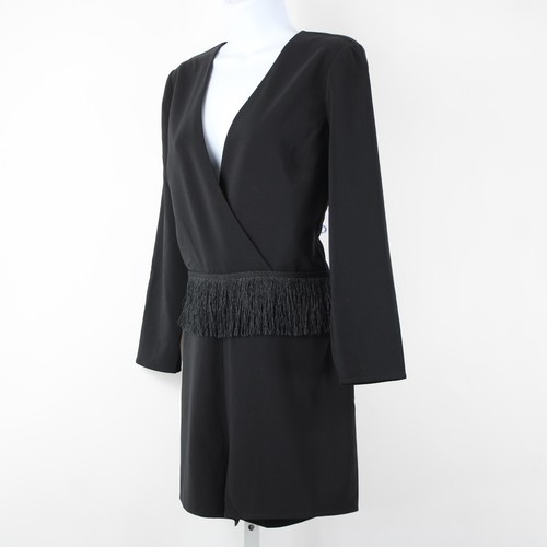 Ali Jay NEW Sz M Black Fringe V Neck Lined Long Sleeve Polyester Spandex Romper - Picture 17 of 24