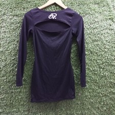 PRETTYLITTLETHING spellout front cutout long sleeve ribbed black mini dress UK 6