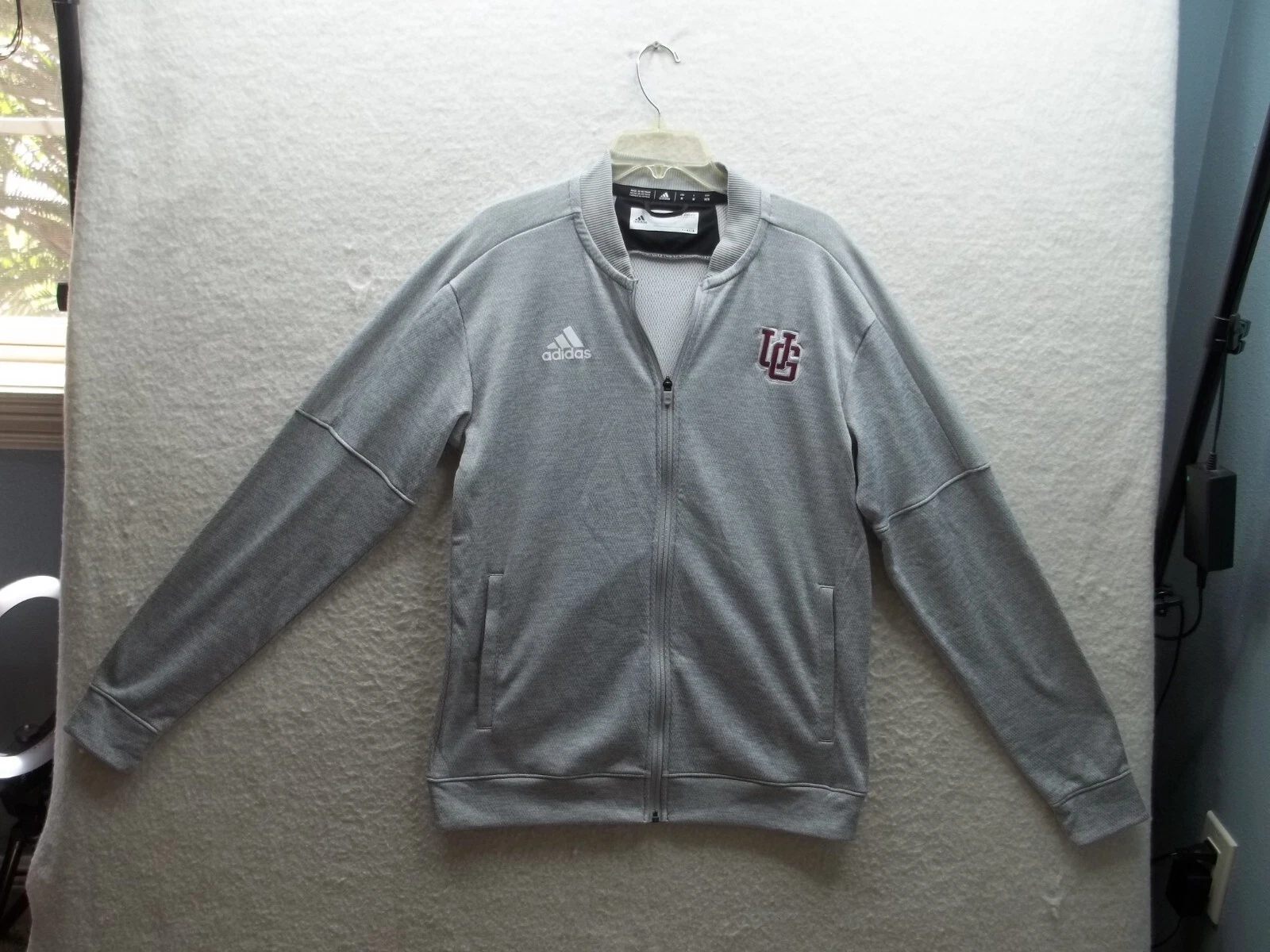 Adidas Union Grove Jacket Gray Soft Mens Size M Full Zip Athletic Thin