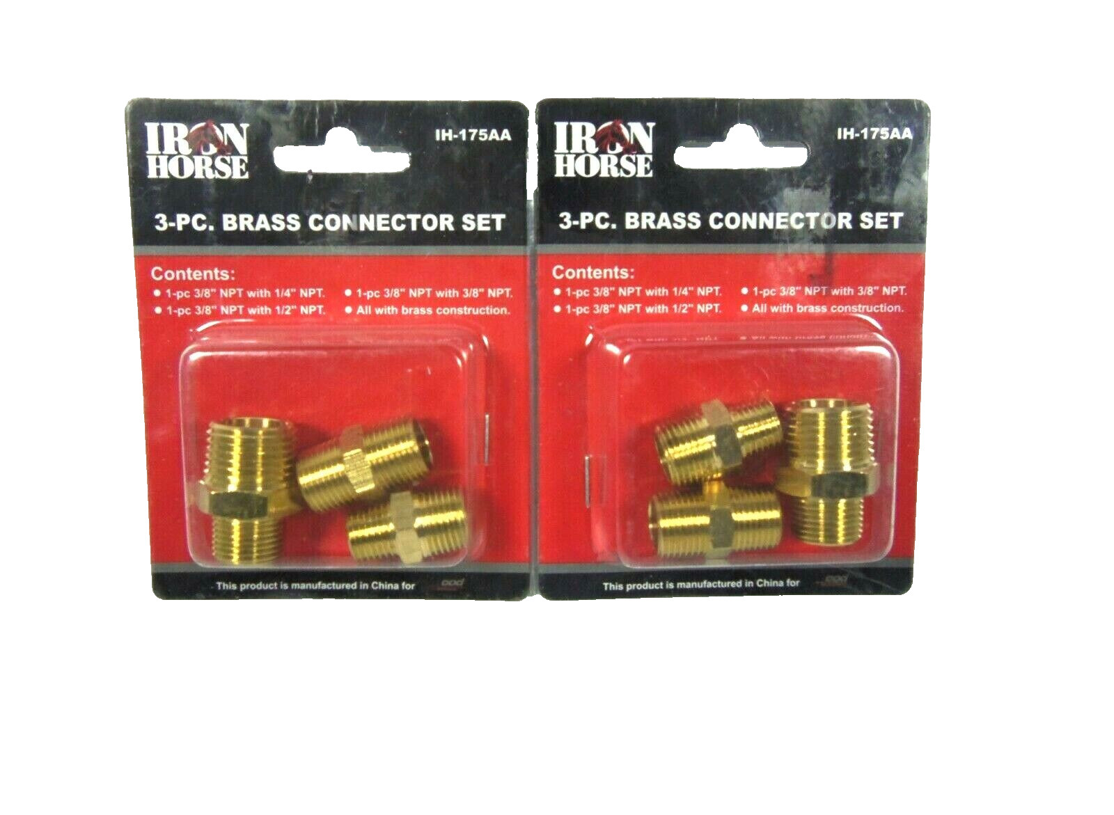 Wood Industries Iron Horse 3 Piece Brass Connector Set IH-175AA 2 Lot of 2