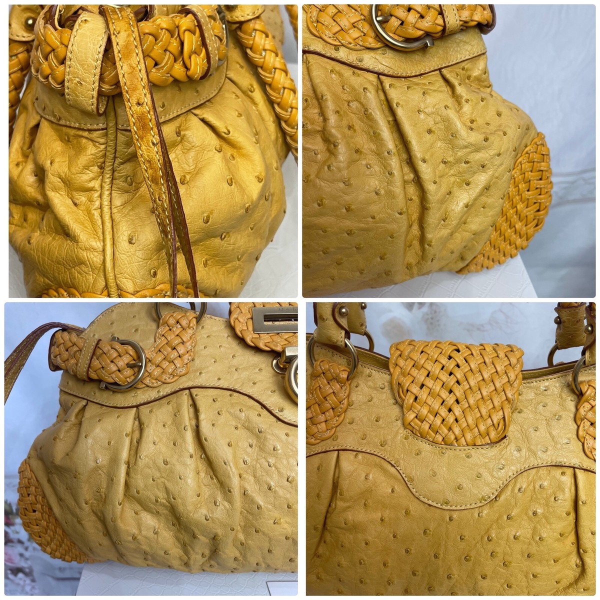 SALVATORE FERRAGAMO GENUINE OSTRICH Marisa bag Yellow BRAND SALVATORE FERRAGAMO GENUINE OSTRICH Marisa bag Yellow BRAND