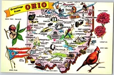 c 1950 Vintage Postcard Greetings From Ohio Ironton, Georgetown, Eaton, Bryan