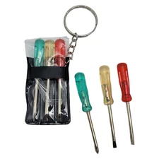 Mini Screwdriver Set Keychain with 3 Tools (2.5") Miniature Metal Screw drivers