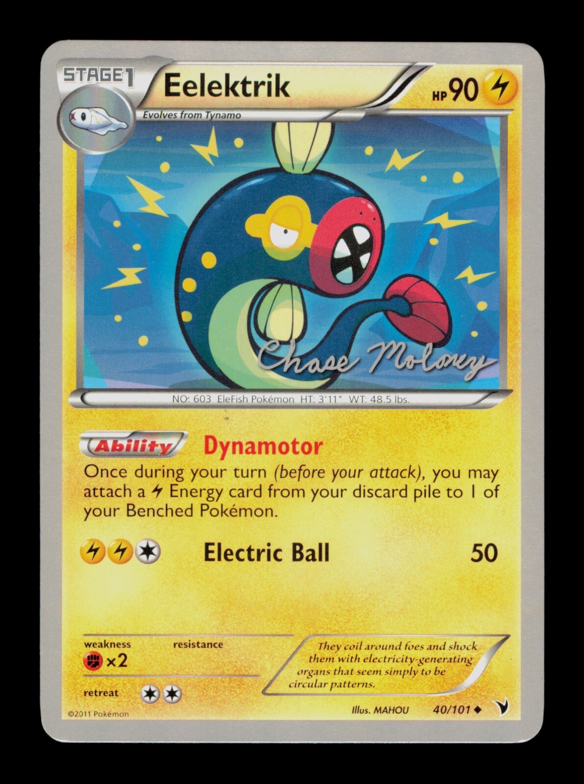 Eelektrik 40/101 Pokemon WC 2012 Noble Victories  Trading Card TCG