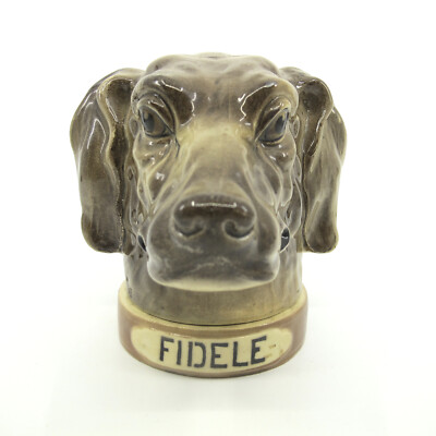 ST CLEMENT c1900 French Faience FIDELE Dog Humidor Tobacco Jar Box 465 EXCELLENT