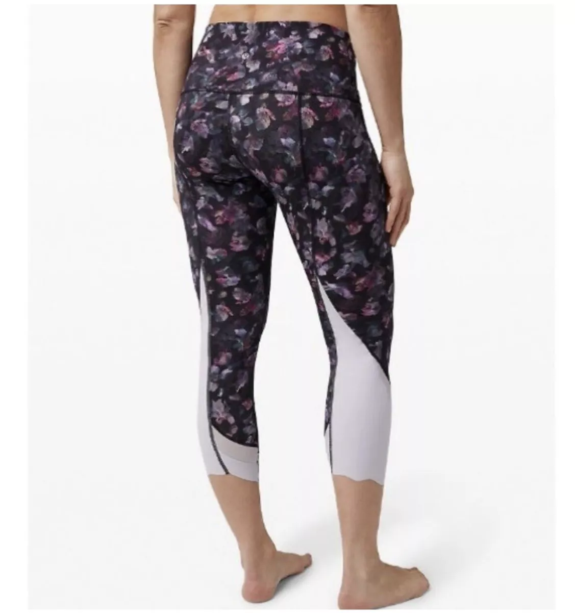 Lululemon Wunder Under Crop Scalloped Roll Down Activate Floral