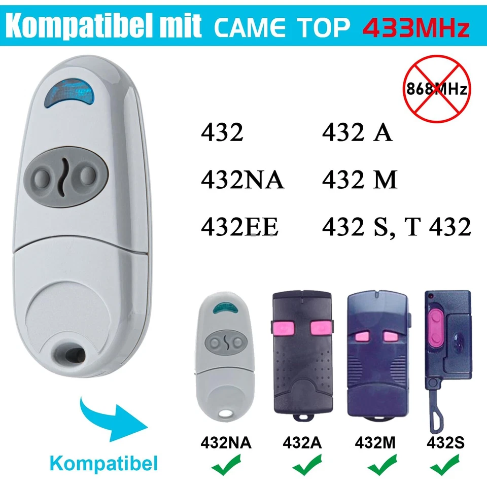 2 Stück Fernbedienung für 433MHz Came Top Handsender 432NA/432SA/432M/432EE - Bild 2 von 4