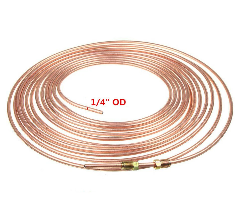 US Ship 1/4"OD 50Ft Coil Roll Steel Zinc Copper Nickel Car Brake Line Tubing Kit Foto 4 de 4