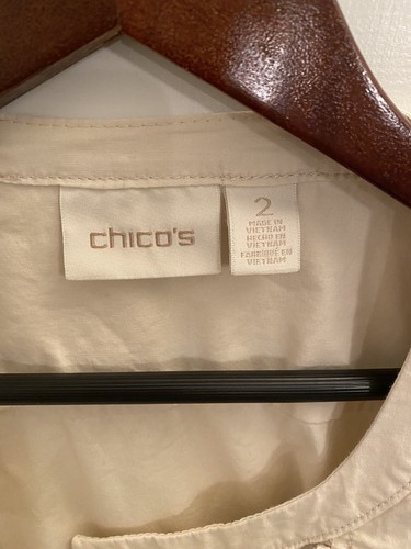 Chicos Women’s Jacket Size 2 Full Zip Cream Beige Long Sleeve - Picture 6 of 12