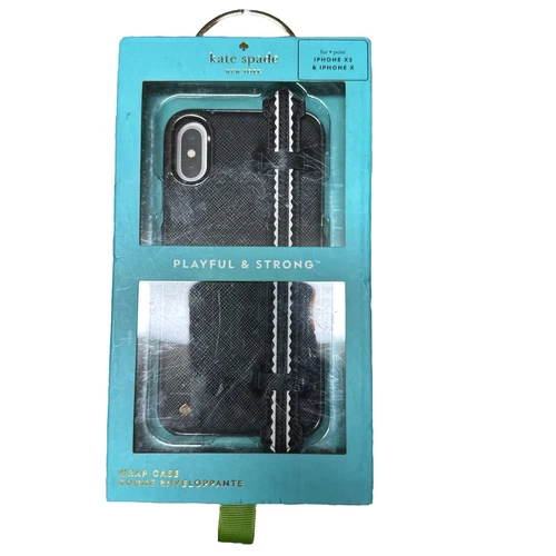 Kate Spade Wrap Case For iPhone XS/X Scallop Black Saffiano/Gold Saffiano - Picture 2 of 4