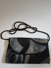 Vintage 80s Walborg Beaded Evening Bag Clutch Purse Swirl Design Mint Condition