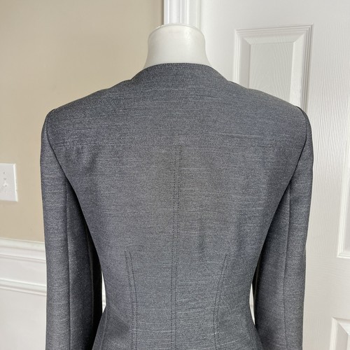 New LE SUIT 2PC Black White Collarless Polyester Skirt Suit Size 8 MSRP $200 - Picture 7 of 9