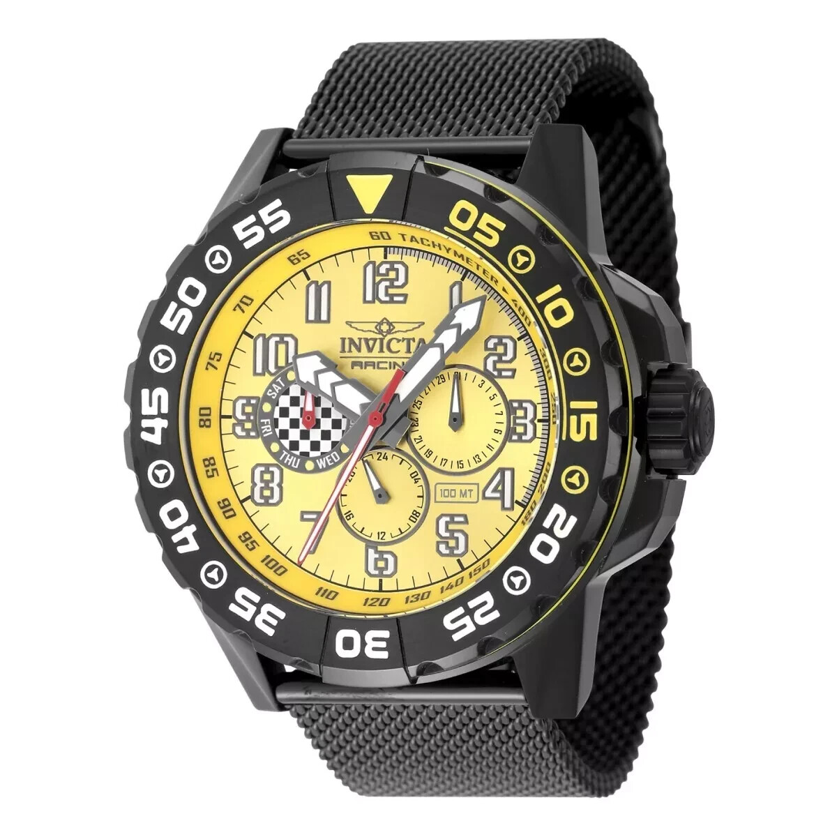 New Invicta Men's 48mm RACING SERIES Quartz Multifunction Black Yellow Watch