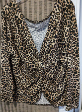 Fashion Nova Classic Leopard Tunic V-Back Drop Shoulder Jersey Knit  Size L