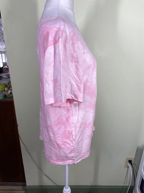 Camiseta Earth Yoga Mujer Talla XXL Rosa Blanca Tie Dye Nudo Frontal Atletismo Entrenamiento Foto 4 de 4