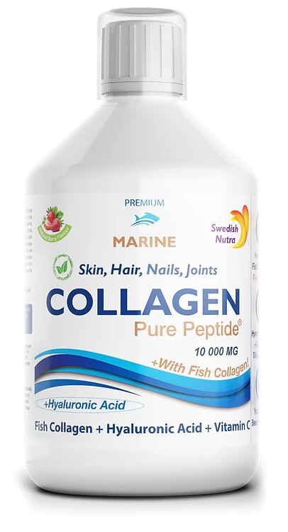 Líquido de colágeno marino sueco Nutra 10.000 mg 500 ml vitamina C + ácido hialurónico