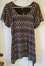 BRITTANY BLACK NWT women's black/gold embroidered dress shirt LG made in USA