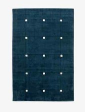 blue Color Hand Tufted New Zealand Wool Area Rug With Medium Thick Pile And