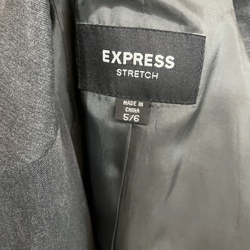Express Blazer Juniors Size 5/6 Gray Button Front Collar Stretch Lined Career - Picture 10 of 12
