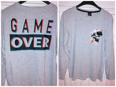 Cooles '' Game Over'' Jungen Shirt Longsleeve Langarmshirt Langarm Gr. 158/164