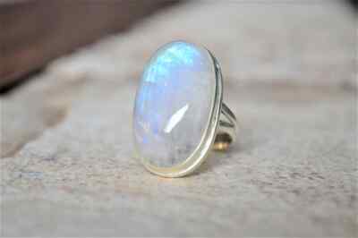 Fine Moonstone Gemstone 925 Sterling Silver Handmade Ring All Size