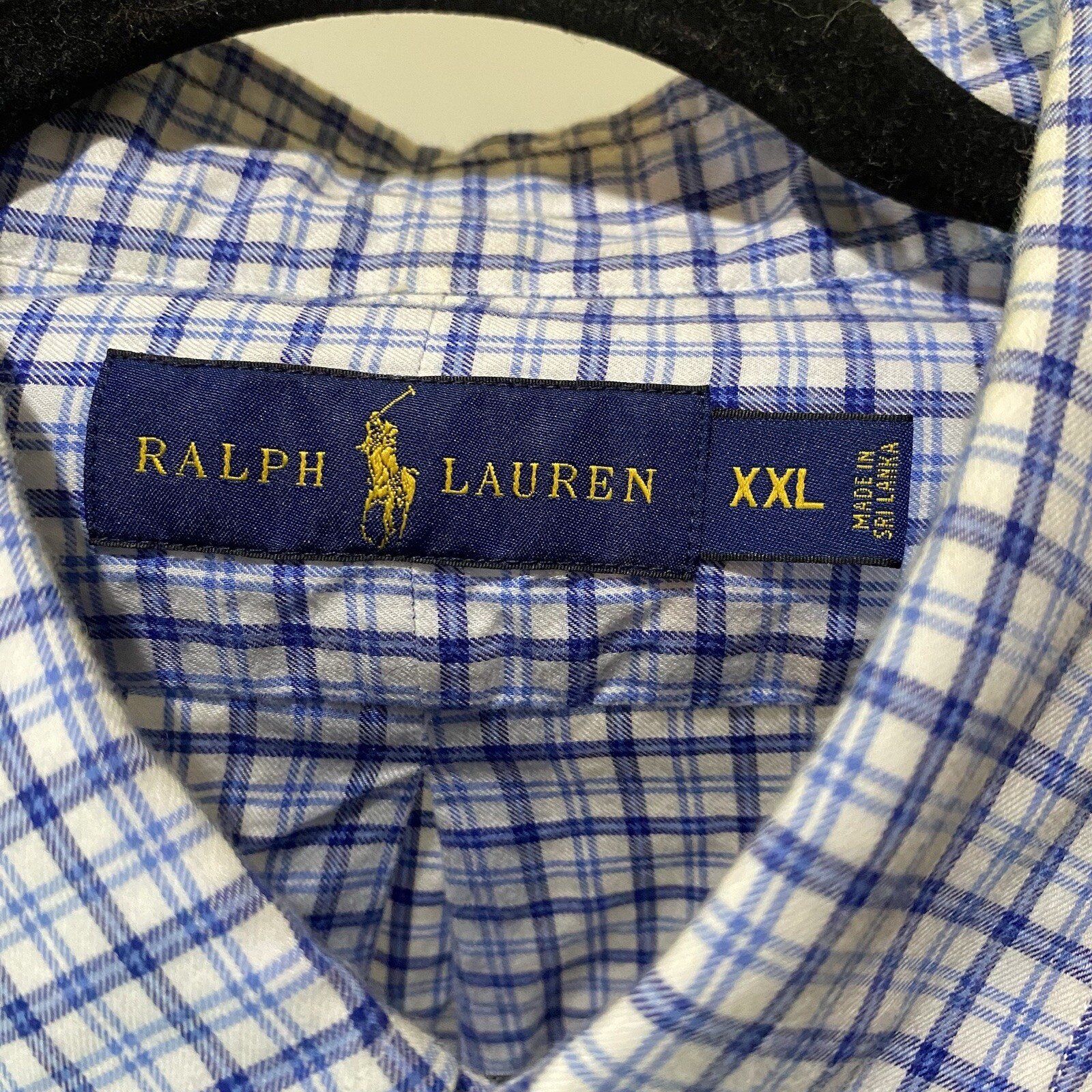 Polo Ralph Lauren camicia abbottonata uomo XXL blu pony manica lunga cotone pasqua