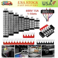 US Dual Row 3-12 Positions 600V 15A Screw Terminal Block Terminal Barrier Strip