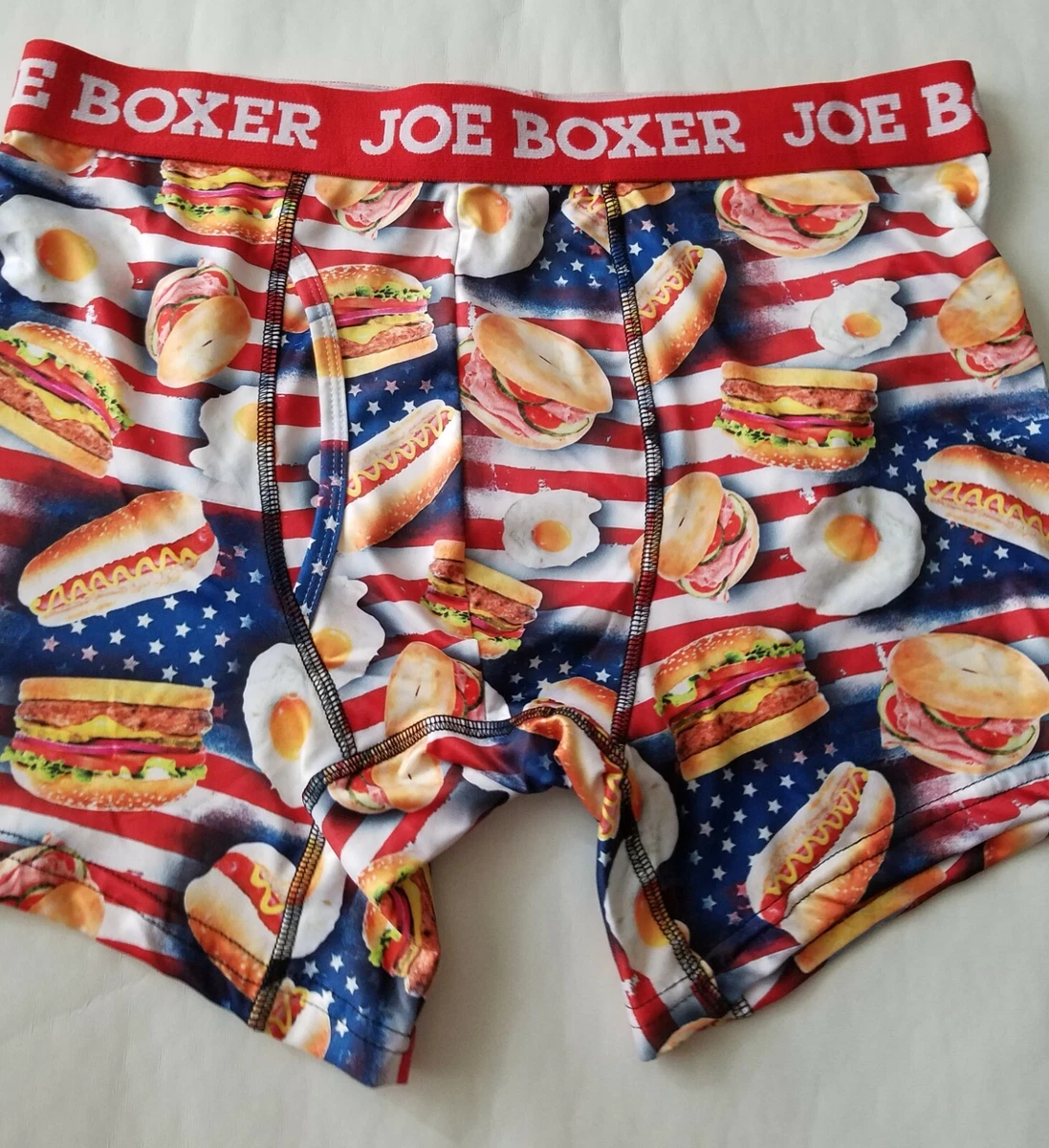 Joe Boxer Hamburger Hot Dog Patriotic Food Boxer Brief US Flag