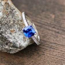 Lab Made Sapphire Ring Solid Sterling Silver 925 , September birthstone Canada