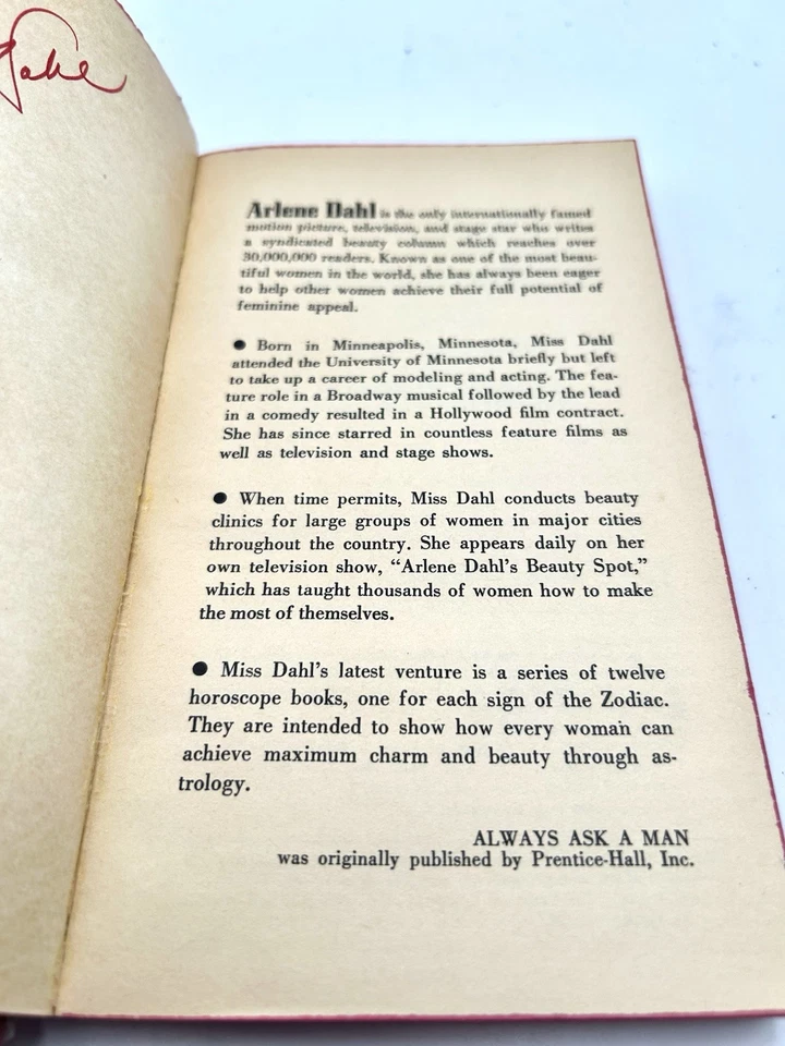 SIGNED ⭐️⭐️ Always Ask a Man: the Key to Femininity by Arlene Dahl 1969 - Image 3 of 4