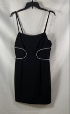 Guess Women's Black Rhinestone Trim Spaghetti Strap Mini Bodycon Dress Sz M NWT