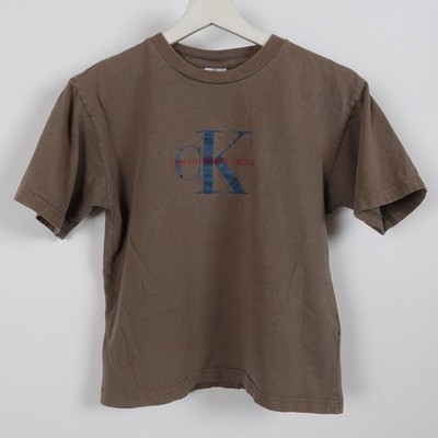 Vintage 90s Calvin Klein Jeans T shirt Made in USA Men's Size Small Brown Tee