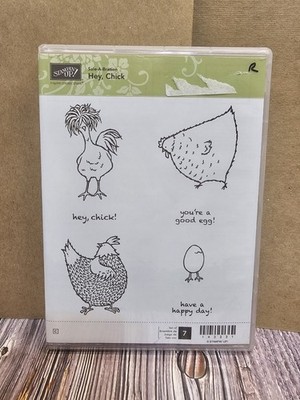 Stampin' UP! HEY CHICK Stamp Set Chicken Farm You're a Good Egg Rooster Hen
