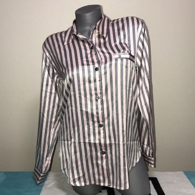 Victoria Secret Satin Afterhours  PJ Pajama Sleep Shirt Button Up Top Small. NWT