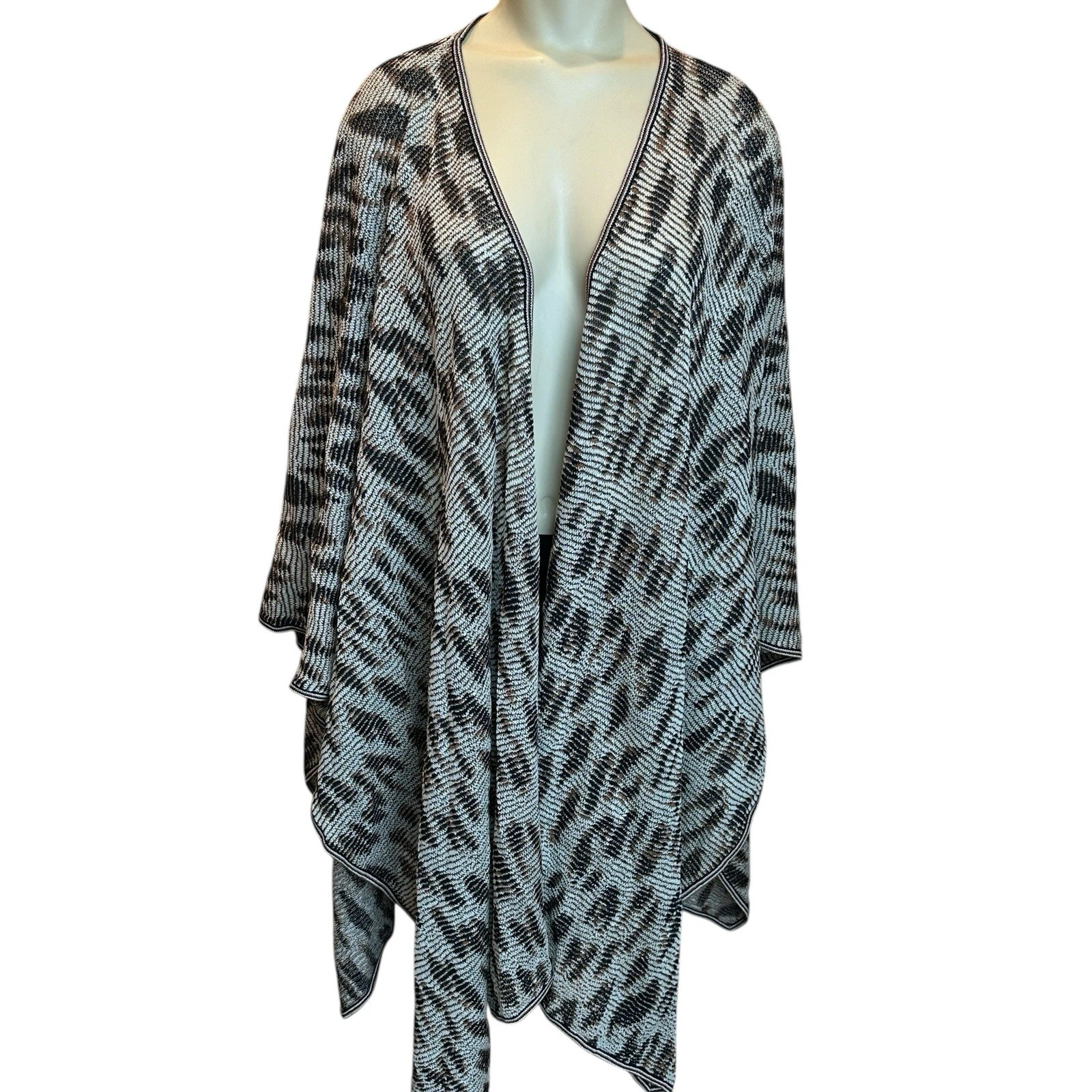 St John Evening Cardigan Animal Print Open Front Wrap Shawl Lightweight OS Soft