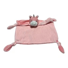 Pink Unicorn Baby Lovey Security Blanket Knotted Corners Two Tone