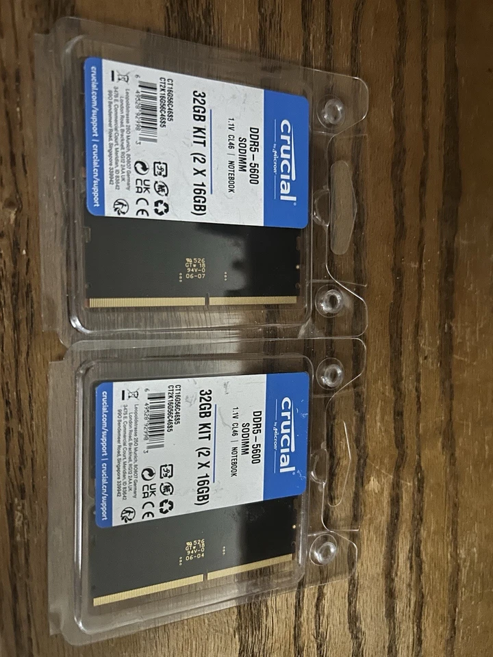 Crucial - 32GB Kit (2x16GB) DDR5 5600MHz C46 SODIMM Laptop Memory - Black - Image 4 of 4