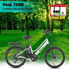 24" Electric Bike for Adults 750W Peak Motor, 70 Miles 22MPH 7 Speed Ebike